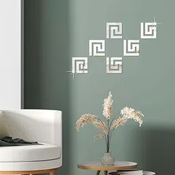 WallDaddy - Wall Sticker for Home Decoration (6GeometricSilver) 3D Mirror Sticker | Flexible Wall Sticker | Decorative Sticker for Home & Festivals-picture-24
