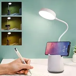 Gesto LED Study Lamp Rechargeable– Touch Control Table Lamp for Students with Flexible Neck| 3 Color Changing USB Desk Light for Study Table,Reading,Home,Office| Night Light with Mobile & Pen Holder-image-44