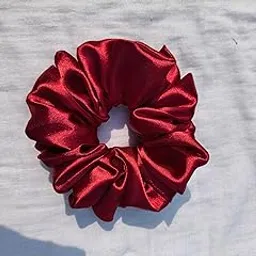 Luxurious Satin Scrunchie, Red Wine Color, Silky Hair Accessory, Elastic Hair Tie, Ponytail Holder image 1