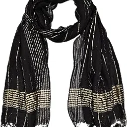 Women's Chinon Silk Golden Zari Weaving Stripes Design Dupatta-image-0