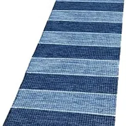 STONEMUNK� Handmade Organic Cotton Yoga Mat - Yoga Rug - 2x5 Feet Cotton Carpet Runner For Yoga Exercise | Bedside Runner | Kitchen Runner | For Bedroom - (2x5 Feet, Blue Mix)-picture-30