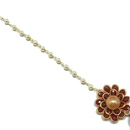 radhesh creation and jewellery Flower Style Exclusive Cute Maang Tikka (Multicolour A)-picture-20