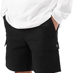 the souled store Solids: Deep Black Men and Boys Cotton Blend Knee Length Cargo Shorts-picture-22