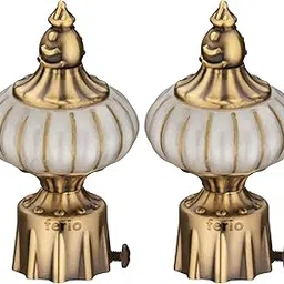 FERIO Antique Brass Curtain Holders - Set of 2 for Curtain Rod End Caps & Finials (Aluminium, White Antique)-picture-11