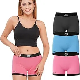 nicsy Boyshorts Panties for Women Combo Pack Underwear Soft Cotton Contrast Waistband Belt Boxer Briefs Full Coverage Ladies Boyshorts Hipster, Panty Sets for Women-picture-16