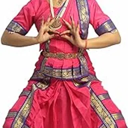NATKHAT DRESS - Bharatnatyam Pink dress for girls Classical Dance Bharatnatyam costume for girls fancy dress School Functions and Events-image-11
