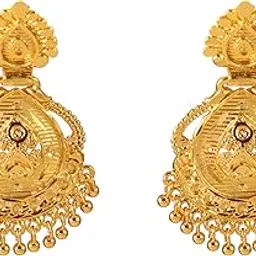 cute gold One Gram Forming Gold Plated Fashion Jewellery Traditional Earring for Women & Girls (EAR-5020)-picture-25