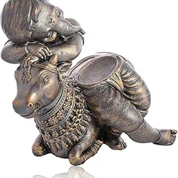 J S K Art Jewellery Present Lord Ganesha with Cow Decorative Showpiece Lovely Statue, Home Decor,Gifting Purpose, Decorative for Home & Office-picture-38