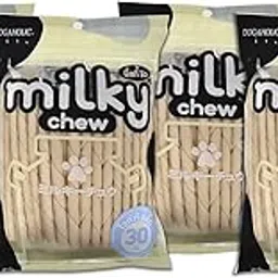 Dogaholic Milky Chew Stick Style for Dogs of All Ages and Sizes Milk-Flavoured Treat Strengthen Bones and Teeth Milky Chew Dog Treat Pack of 4-30 Sticks Pieces-picture-10
