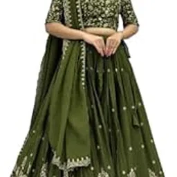 shenky Women's Chiffon Embroidered Lehenga Choli Set with Dupatta | Elephant Border | Ethnic Festive Wear-picture-52