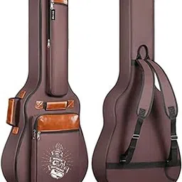 Grow wings Nylon 38 To 41 Inch Guitar Bag Cover, Two Pocket Acoustic Gig Bag Adjustable Shoulder Strap Durable Guitar Cover Dust-Proof & Water-Resistant Soft Guitar Bag (Brown)-picture-13