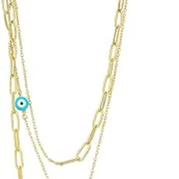 Gold-Tone Layered Evil Eye & Tree of Life Pendant Chain Necklace-picture-46