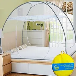 VERDIOZ with Device Foldable Poly Cotton Double Bed Mosquito Net Machardani, Corrosion Free Steel Wire, 30 GSM White NET with Ventilation, Visibility and Saviour kit (King Size, 200X200X145 cm, Grey)-picture-15