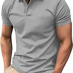 Men's Solid Polo Neck Tshirt Has a Short Sleeve & Straight Hem-EANSZN02-picture-39
