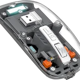 MICROWARE Wireless Transparent Mouse, Bluetooth Mouse Rechargeale, Power Display,DPI,Shortcut, Bluetooth5.1 + 2.4GHz 2in1 Receiver(USB) - Gray-picture-37