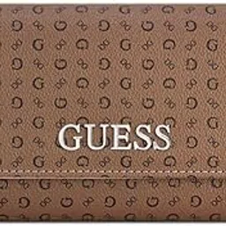 guess Brown Printed Abbas Slim Trifold Wallet image 1