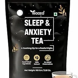 Teaaza Sleep & Anxiety Tea For Good Sleep, Anxiety & Stress Relief | Brahmi, Chamomile, Lavender, Rose, Peppermint & other herbs tea for better sleep | 100% Organic, 100 Grams Ziplock Pack | Helps With Insomnia, Snoring-picture-16