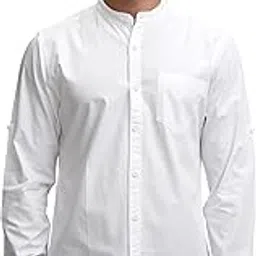 highlander Men's Solid Slim Fit Shirt (HLSH013828_White 38)-picture-21