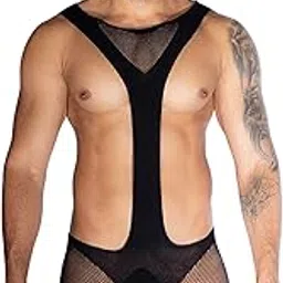 Lingerie Lovely One Piece Deep V Neck Teddy Babydoll Mesh Nightwear for Men Mesh Badydoll Fishnets Dresses See Through Lingerie Chemise Outfits Specially for Men-image-0