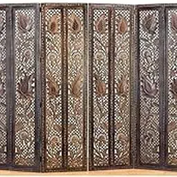 COZYDOR Wooden Room Partition/Screen/Room Divider/Room Separator Burnt Wood Finish for Living Room Pooja Room Frame Traditional Handicrafts 6 Feet (6 Panel)-picture-58
