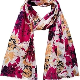 fabtone Women's Viscose Scarf/Stole Soft Lightweight Summer Wrap | 70x180 cm | Pink Orange Color | Stylish Neck Scarf for Women image 1