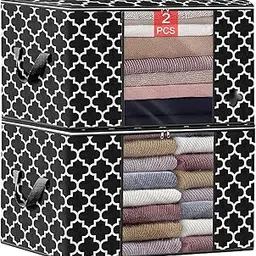 90L Large Storage Bag,2Pack Foldable Lanket Storage Bags Clothes Organization and Storage Containers for Bedding with Reinforced Handle,Clear Window,Sturdy Zippers(Black)-picture-31