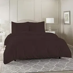 Dreamly Linen - Cotton Ultra Soft Wrinkle Free Duvet Cover/Comforter Cover/Quilt Cover/Blanket Cover with Solid Zipper Closure (Single - 60"x92" - Inches) || for Home, Hotel-Chocolate Solid-image-4