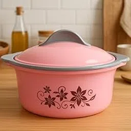 Elegant Pink Insulated Casserole with Floral Design | Hot & Cold Food Server | 1500 ml-picture-33