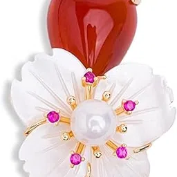 Rose Drop Flower Brooch Pin | 18k Gold Plated | Trendy, Lightweight & Comfortable | Stylish & Tarnish-Resistant | Qty : 1pc-image-42