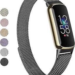 Vanjua Metal Band Compatible with Fitbit Luxe Bands, Stainless Steel Mesh Loop Adjustable Wristband Replacement Strap for Fitbit Luxe/Luxe Special Edition Fitness Tracker Women Men-image-18