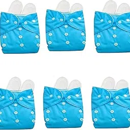 Kritiu Baby Cloth Diapers 0 To 3 Years | Side Leakage Proof Washable Reusable Diaper For New Born Baby 6 Diaper 12 White Insert Pad (Pack Of 18) (Sky Blue_1)-image-11