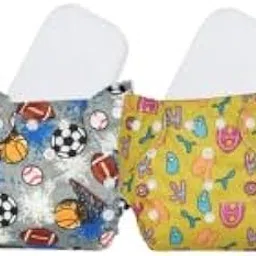 "Laee Cute Reusable Baby Cloth Diaper Combo – Adjustable, Washable & Eco-Friendly (Pack of 2)" (GREY+YELLOW)-image-21