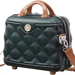 it luggage- Vanity Case-Indulging Dark Green with Tan Trimmings Beautiful Interior Hand Bag Cosmetic Box Hardsided 30cms-image-47