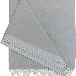 EthnicAlive Nic Bhagalpuri Silk Grey Chadar/Soft Cotton Single Layer Chadar/Summer All Season Handloom Duvet/Comforter/Topsheet Throw and Travel Blanket image 1
