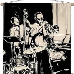 ArtzFolio Jazz Band Canvas Fabric Painting Tapestry | Scroll Art Hanging 18 x 18 inch (46 x 46 cms)-picture-57