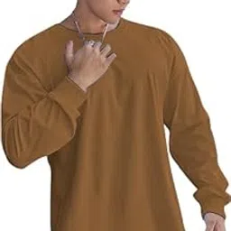 chkokko Men's Polyester Oversized Fit Oversized Solid Round Neck Full Sleeve Tshirts-picture-42