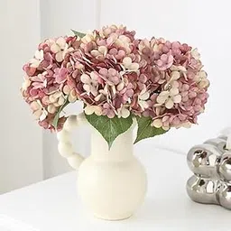 SATYAM KRAFT Fabric 1 Pcs Artificial Hydrangea Flower Bunch | Fake Flowers for Home Decor, Living Room, Wedding, Pooja, Balcony, Office & Gift Decoration (Vine, Without Vase, Pack of 1), Multicolor-picture-22