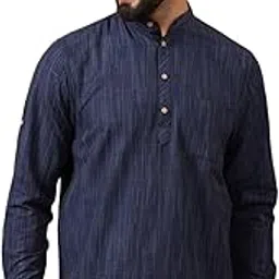 latest chikan Men's Cotton Regular Self Design Short Kurta Full Sleeves - Casual Ethnic Wear-picture-19