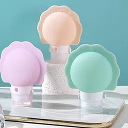 prostuff.in Prostuff.in® 90 Ml Flower Shape Design Travel Accessories Mini Portable Leak-Proof Toiletries Squeeze Container Dispenser Cosmetics Silicone Bottle for Shampoo Lotion Soap Liquids Multicolor 1 Pcs image 1