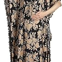 secret wish Rayon Maternity Kaftan Nighty/Free Size/Feeding/Nursing/Zipper/Drawstring/Printed/Full Length-picture-3