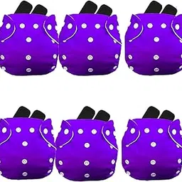 Kritiu Baby Cloth Diapers 0 To 3 Years | Side Leakage Proof Washable Reusable Diaper For New Born Baby 6 Diaper 12 Black Insert Pad (Pack Of 18) (Purple)-image-91