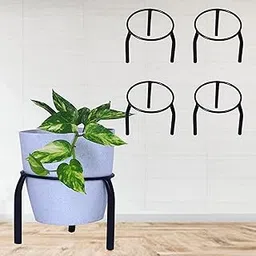 D&V Engineering Metal Plant Stands for Home & Garden | Heavy-Duty Gamla or Pot Stands for Balcony | 7.9” Diameter, 6” Height | 40kg Load Capacity | Set of 4, Black-image-7