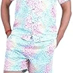tilism Men's Shirt and Short Night Suit Set for Men White Multicolor-picture-19
