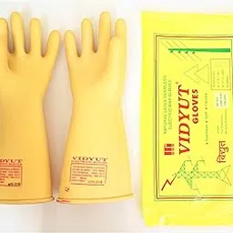 Vidyut Sai Safety 33 Kva Electrical Insulated Rubber Seamless Hand Gloves, Pack Of 1, Yellow-picture-28