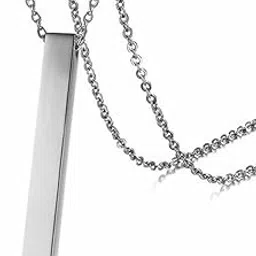 ajs Men's Jewellery 3D Cuboid Vertical Bar/Stick Stainless Steel Locket Pendant Necklace for Boys and Men 53-picture-40