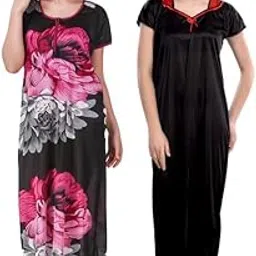keoti New Satin Designcolor Nightdress Nighty for Women & Girls- Pack of 2-picture-48