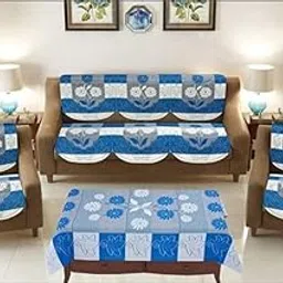 Arpan Industries Premium Attractive 5 Seater Blue Net Sofa Covers with 1 Center Table Cover || (Pack of 11)-picture-14