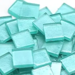 Sweven Art Mosaic Tiles, 15x15mm Square, 4mm Thick, Pastel Glitter Aqua (Pack of 200Gms)-image-60