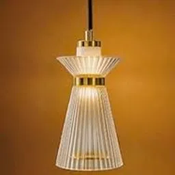 Luxury Ribbed Glass Hanging Light | Amber Gold Pendant Lamp for Home, Café & Bar | Modern Decorative Ceiling Light,Modern Pendant Lamp for Living Room, Glass Hanging Lamp.-picture-15