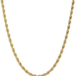 IvBuyNest Gold Colour Waterproof Rope Chain Necklace 3 mm | Adjustable, Anti-Tarnish & Stylish Unisex Jewelry Gift for Men & Women-picture-29